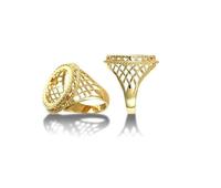 Monture de bague demi-souverain en or jaune 10K 14K avec côtés liés en forme d'octogone poli
