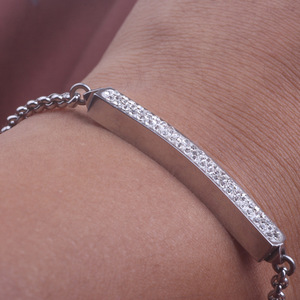 Stainless Steel <b>Bracelet</b> With Diamond Inlay Flower Charm <b>Adjustable</b> For Women Gift - Product Image 2