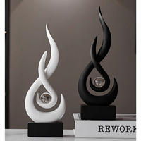 Statue de boule de cristal moderne, design abstrait de flamme, artisanat en résine, décoration artisanale pour la maison, table de bureau, étagère de retraite