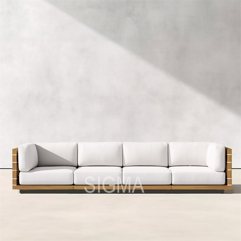 2023 Design Luxury Fashion Wholesale Garden Outside Patio Durable Strong Solid Teak Modern Hotel Sofa Set Living Room