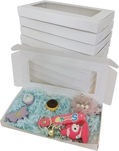 Caja Blanca Pequeña <span class=keywords><strong>para</strong></span> Regalos con Ventanas Transparentes, Juego de Cajas de Regalo Kraft <span class=keywords><strong>para</strong></span> Regalos, Caja de Regalo <span class=keywords><strong>para</strong></span> Propuesta, Boda, Graduación, Blanca - Product Image 1