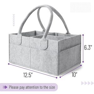 Grand panier de rangement en feutre pour couches de bébé, bac de rangement pour chambre de bébé et organisateur de voiture avec poignée, organisateur de table à langer - Product Image 2