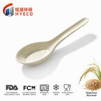 Cuillère jetable en coque de riz Hengyuan, résistante à la chaleur, compatible micro-ondes, conforme FDA FCM, pour la restauration en gros