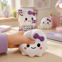 Jouet anti-stress mignon en forme de fantôme, 16 cm, en TPR, jouet à presser, cadeau d'Halloween pour garçons et filles