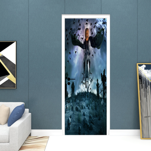 Autocollant de porte d'entrée 3D, 1 pièce, décor pour <span class=keywords><strong>Halloween</strong></span>, effrayant, gribouillage, fantôme - Product Image 4