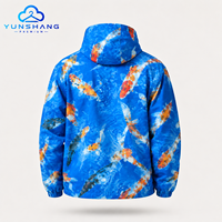 Jaket Hujan Pria Anti Air Berkerudung Motif Ikan Koi dengan Ritsleting, Jaket Kasual Outdoor Tahan Angin, Layanan OEM