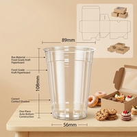 Gobelet en plastique transparent jetable avec couvercle, 8oz, 10oz, 12oz, 16oz, 24oz, 32oz, avec impression personnalisée du logo, film d'étanchéité PP/PET, pour desserts, bubble tea, café