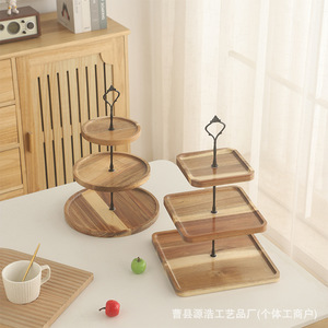 Wooden Dessert Display <b>Stand</b> <b>3</b> <b>Tier</b> Square Tray For <b>Cake</b> Fruit Pastry Wedding Party Tableware - Product Image 5