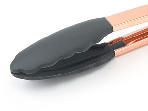 Ensemble de pinces en silicone pour la cuisine et la préparation des aliments, <span class=keywords><strong>9</strong></span> et 12 pouces, robustes, finition plaquée or rose, ustensiles de cuisine - Product Image 6