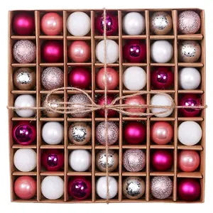 EAGLEGIFTS Ornamen Pohon Natal Pink Rose Gold Bola Mini Festival Bola Glitter Dekorasi Natal