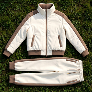 REBA SPORTS IMPEX <b>Women</b> Eco-Friendly Color Block Stand Collar Tracksuit Set Zipper <b>Jacket</b> Jogger Pants Winter Sporty Streetwear - Product Image 1