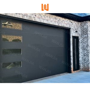 Puerta automática <span class=keywords><strong>de</strong></span> garaje residencial Seccional <span class=keywords><strong>de</strong></span> vidrio esmerilado <span class=keywords><strong>de</strong></span> aluminio negro - Product Image 1