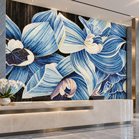 Mural Dinding Bunga Mosaik Kustom untuk Apartemen, Hotel, Lobi, Vila, Dekorasi Dinding Latar Belakang Resepsi, Proyek Pemasok Mosaik