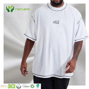 เสื้อถักนิตติ้งผ้าฝ้ายออร์แกนิกของ100% สำหรับผู้ชายเสื้อยืดครอปขนาดโอเวอร์ไซส์ออกแบบได้ตามต้องการ - Product Image 1