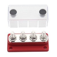 Barra de Distribución de Cobre M10 de 4 Puntas, 300A, Bloque de Conexión Portátil Negro y Rojo para Automóviles, Vehículos Recreativos, Barcos y Yates
