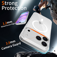 Coque de téléphone transparente antichoc en TPU+acrylique avec bouton AI de contrôle d'appareil photo de luxe et aimant puissant N52 pour iPhone 18 17 16 Pro Max