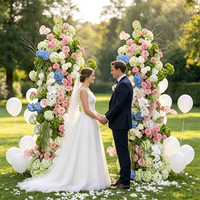 Arche florale de mariage style frais, combinaison d'hortensias roses, bleus et blancs, accessoire floral artificiel pour banquet de mariage et photos