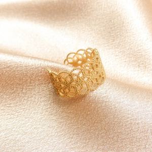 Style coréen japonais personnalisé Ins ouvert à froid principalement en laiton bijoux dentelle anneau creux conception de niche pas de bagues de mode fanées - Product Image 4