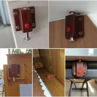 Loquet de sécurité à ressort en plastique ABS marron pour meubles, armoires, tiroirs, portes, avec bouton à ressort