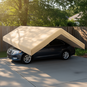 Telo di Ricambio per Tettoia Auto 19.7 X 9.7 Beige in Poliestere con Protezione UV, Copertura per Cavo Lampada Modello D0100XF3KJX - Product Image 2