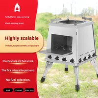 Vente en gros T-220 Luling poêle à bois BBQ pliable et portable en acier inoxydable pour le camping en plein air et la voiture toutes saisons en stock