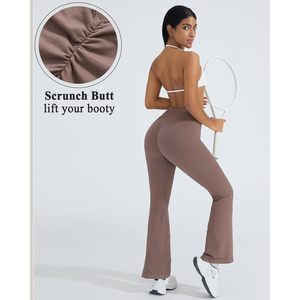 FOXA Fleece Lined <b>Flare</b> <b>Leggings</b> High Waisted Butt Lifting Yoga Pants Women's Tummy Control Shapewear - Product Image 5