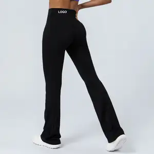 ODM/OEM Women Workout Bell Bottoms Hip Lifting High Waist Quick Drying Fabric Flare Yoga Leggings