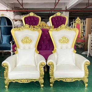 Chaises de trône royales dorées à haut dossier pour enfants, luxe, roi et reine, canapé de mariage pour hôtel - Product Image 4