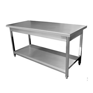 कम कीमत हॉट बिक्री 201/304 स्टेनलेस स्टील रसोई वर्कबेंच डबल/तीन खाद्य तैयारी टेबल स्क्वायर लेग कंसोल - Product Image 5