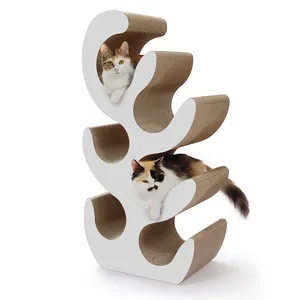 Arranhador e árvore para gatos Material de papel ondulado ecológico e seguro para escalada de gatos