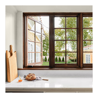 Ventanas abatibles con imagen de doble acristalamiento de aluminio y madera para exteriores franceses Diseño de huracanes