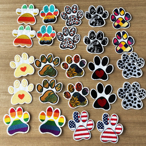 Wholesale Small Embroidery <strong>Patch</strong> Iron on Landscape Leopard Dog <strong>Paw</strong> Embroidered <strong>Patches</strong> for Hat Clothing Kids - Product Image 1