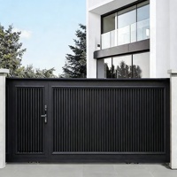 Portail de cour en aluminium au design chinois moderne / Application d'entrée / Alliage 6063-T5 / Anti-corrosion / Compatible avec moteur automatique