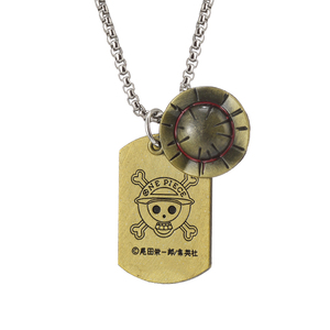 Collier ras du cou pour homme, pendentif en alliage de zinc plaqué bronze antique avec logo tête de mort et chapeau de paille de <span class=keywords><strong>Luffy</strong></span>, inspiré de l'anime One Piece, chaîne serpent - Product Image 6