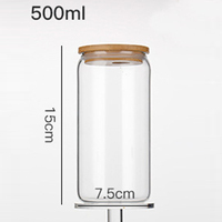 Gobelet en verre de 16 oz en forme de canette avec couvercle en bambou et paille, logo personnalisé, pour café glacé, bière, soda, jus, vente en gros