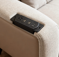 Prise de meuble encastrée avec multiprise et interrupteur, 2 prises US anti-effraction, double USB, IP44, pour l'hôtellerie