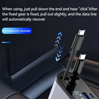 Cable Retráctil Universal de 60W, Cargador Súper Rápido, Metálico, Digital, 4 en 1, Cargador para Auto, Adaptador de Carga USB Tipo-C Compatible