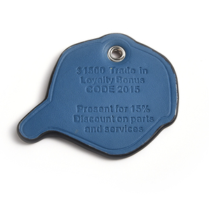 Placa de Identificación Personalizada de Cuero PU Portátil Irregular con Logotipo Azul - Product Image 1