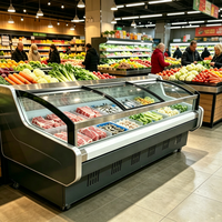 Vitrine réfrigérée horizontale à dessus plat pour viande, avec porte coulissante frontale, pour la conservation des aliments cuisinés