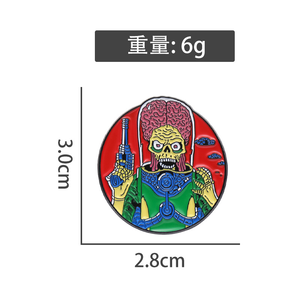 Máscara de Horror de Cerebro Rojo de Película de Ciencia Ficción Martiana de Dibujos Animados de Halloween Europea y Americana, Insignia y Emblema Metálicos Pintados - Product Image 5