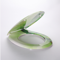 Décoration d'impression en bambou frais et vert forme ronde UF matériel urée couvercle de siège de toilette pour salle de bain article ménager AU243