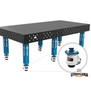 SteelMax GPPH wheeled <b>welding</b> <b>bench</b> in reinforced steel 2.4x1.2mt with 28mm holes - Product Image 1