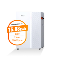 Batterie de stockage basse tension DAH Solar 16 kWh 51,2 V LiFePO4 314 Ah pour système solaire résidentiel avec protection BMS intelligente