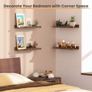 Estantes de Almacenamiento Resistentes al Agua de Doble Nivel con Gancho, Estilo Rústico con Acabado de Madera, para Montar en la Pared, para Dormitorio, Sala de Estar, Baño y <span class=keywords><strong>Cocina</strong></span> - Product Image 4
