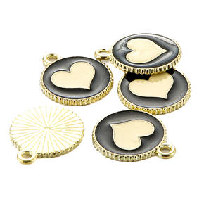 YuenZ alliage rond pendentif vague motif Double couche coeur amour breloques pour bracelet à bricoler soi-même colliers fabrication de bijoux 19X16mm W221 - Product Image 5