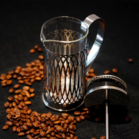 Cafetière à piston en verre borosilicate à usage manuel, théière durable en acier inoxydable pour l'extérieur et la maison