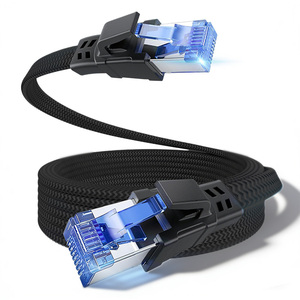 Cat8 Flat Braided Ethernet Cable 40Gbps 2000MHz High Speed LAN Network Cable for Gaming Router <b>Modem</b> - Product Image 2