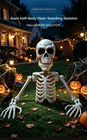 Squelette géant demi-corps en plastique de 120 cm pour Halloween, idéal pour l'intérieur et l'extérieur - Modèle transfrontalier Buke 67674