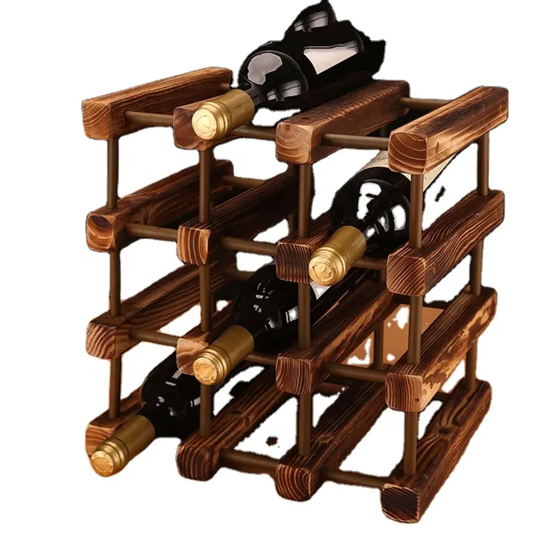 カスタムクラシック木製ワインラック自己組み立てワインボトルホルダー形状木製ワインディスプレイラック