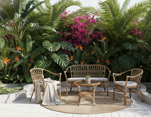 Juego de Mesa de Centro y Silla de Ratán Hechas a Mano FLADEO, Diseño Modular de Madera Moderna y Duradera, Muebles para Sala de Estar y Apartamento, Gran Venta - Product Image 4